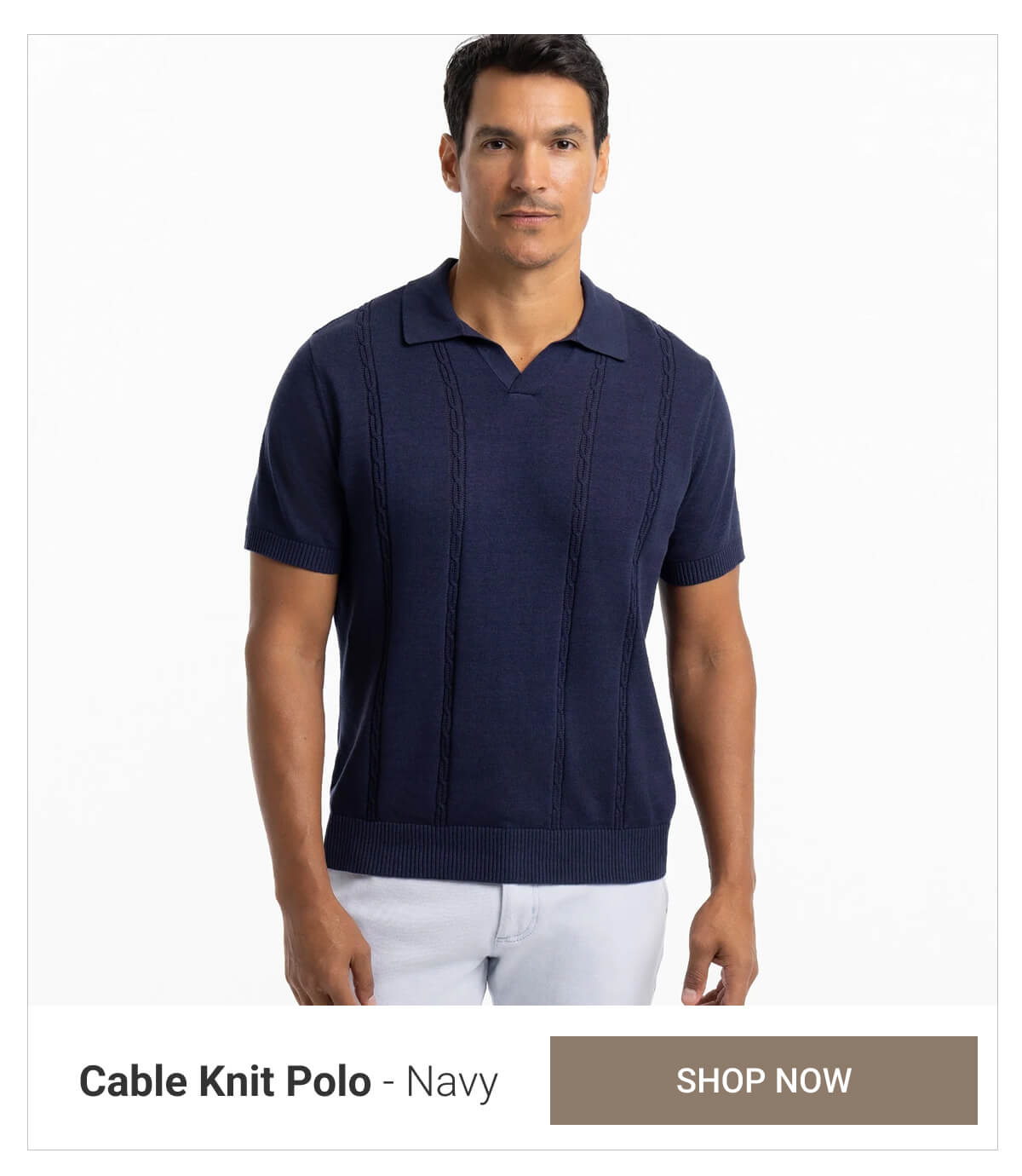 Navy Cable Knit Polo