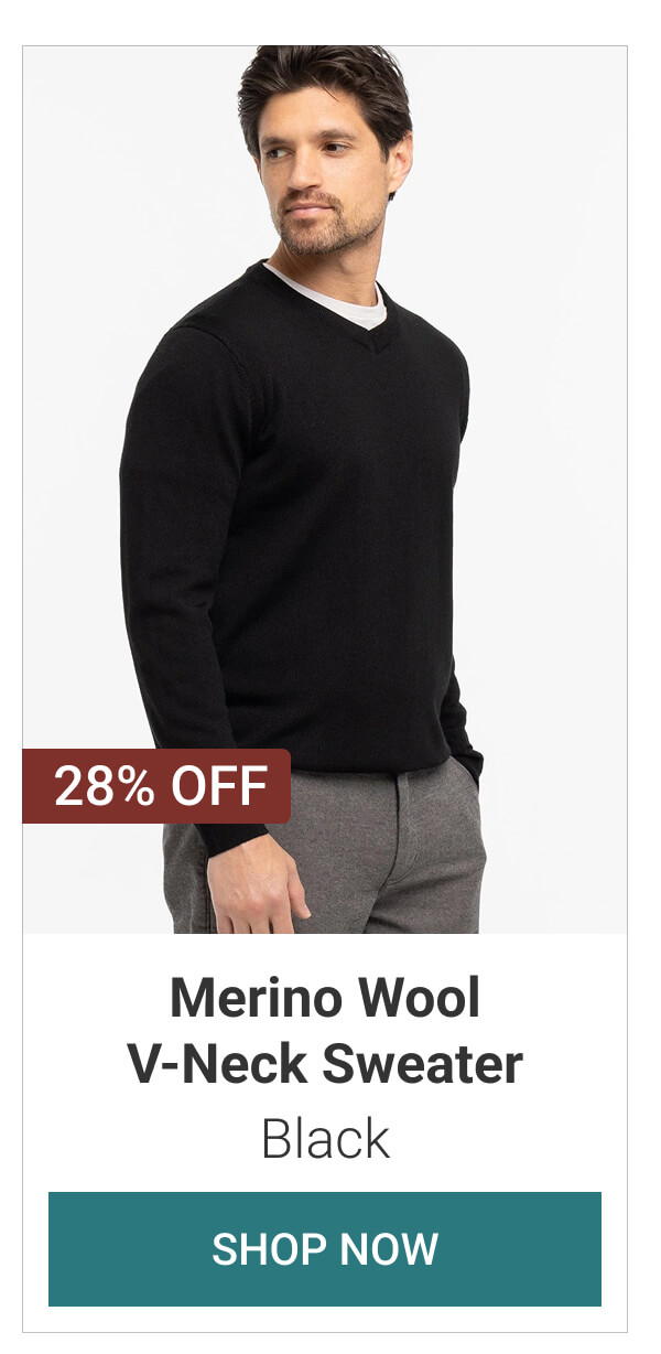 Black Merino Wool V-Neck