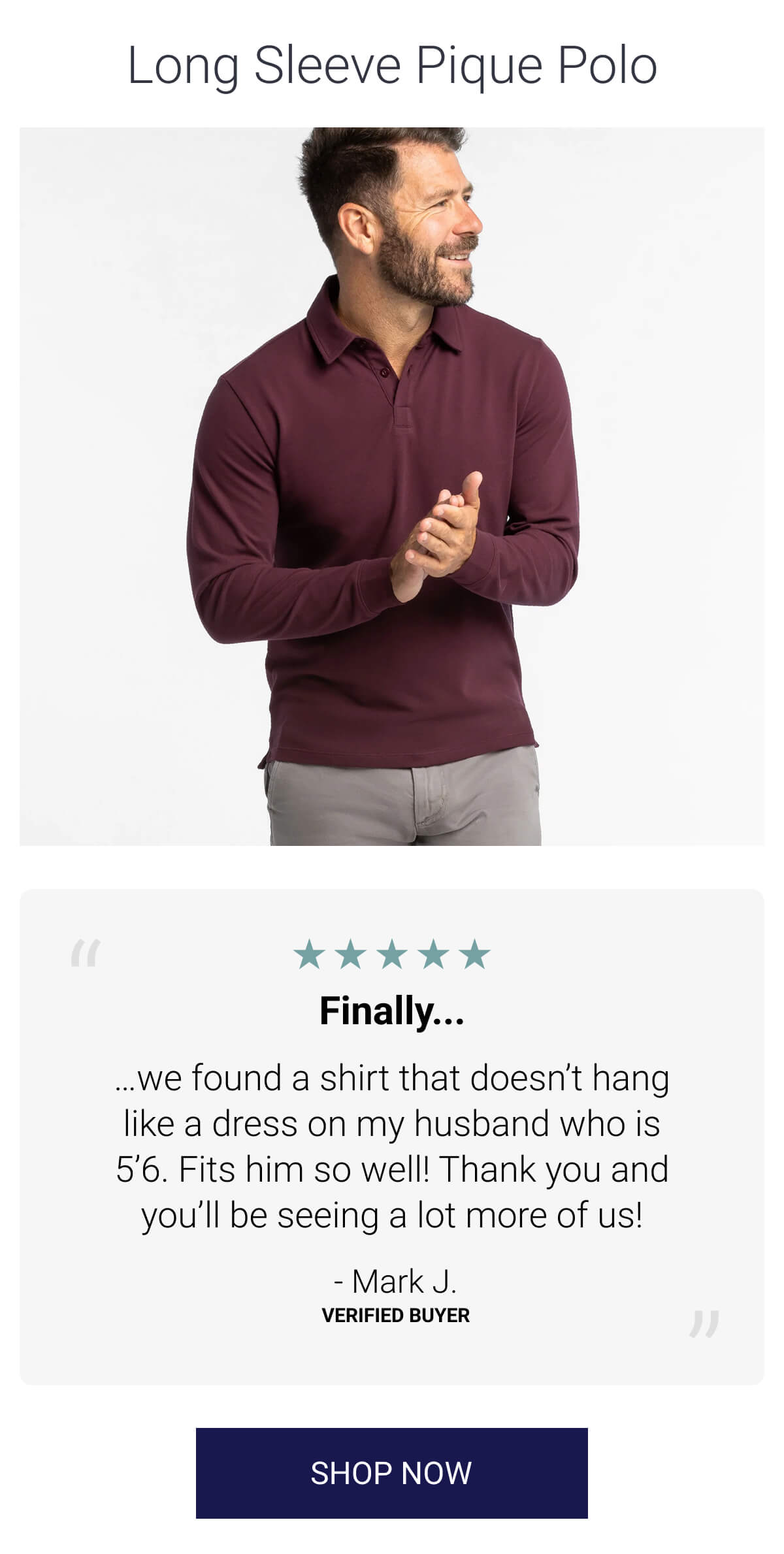 Long Sleeve Pique Polo