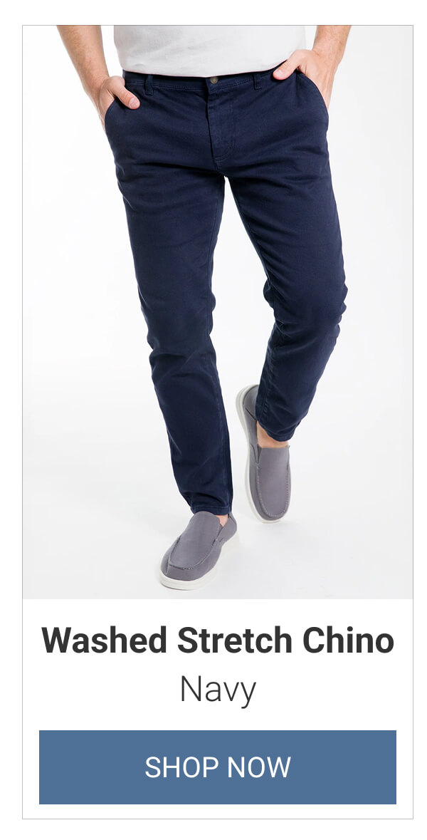 Navy Washed Stretch Chino