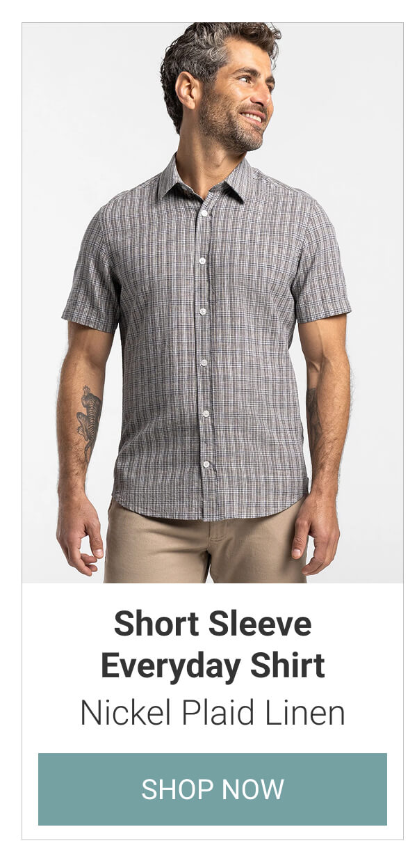 Nickel Plaid Linen Short Sleeve Everyday Shirt