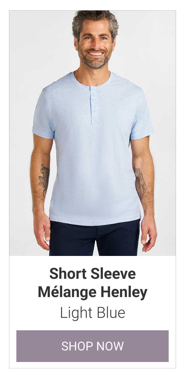 Light Blue Short Sleeve Mélange henley