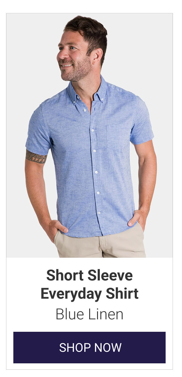Blue Linen Short Sleeve Everyday Shirt