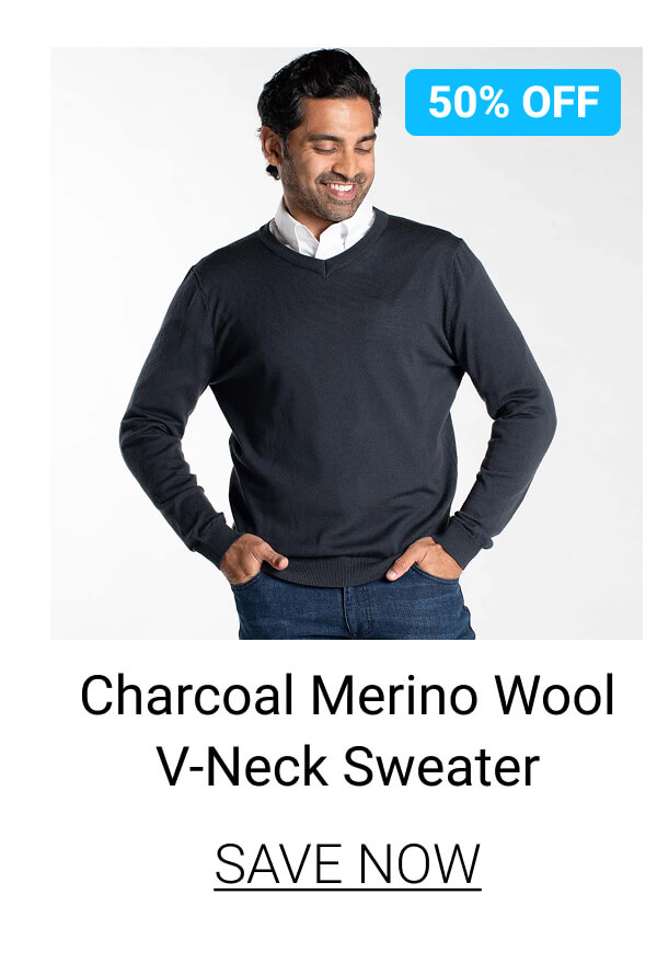 Charcoal Meino Wool V-Neck Sweater