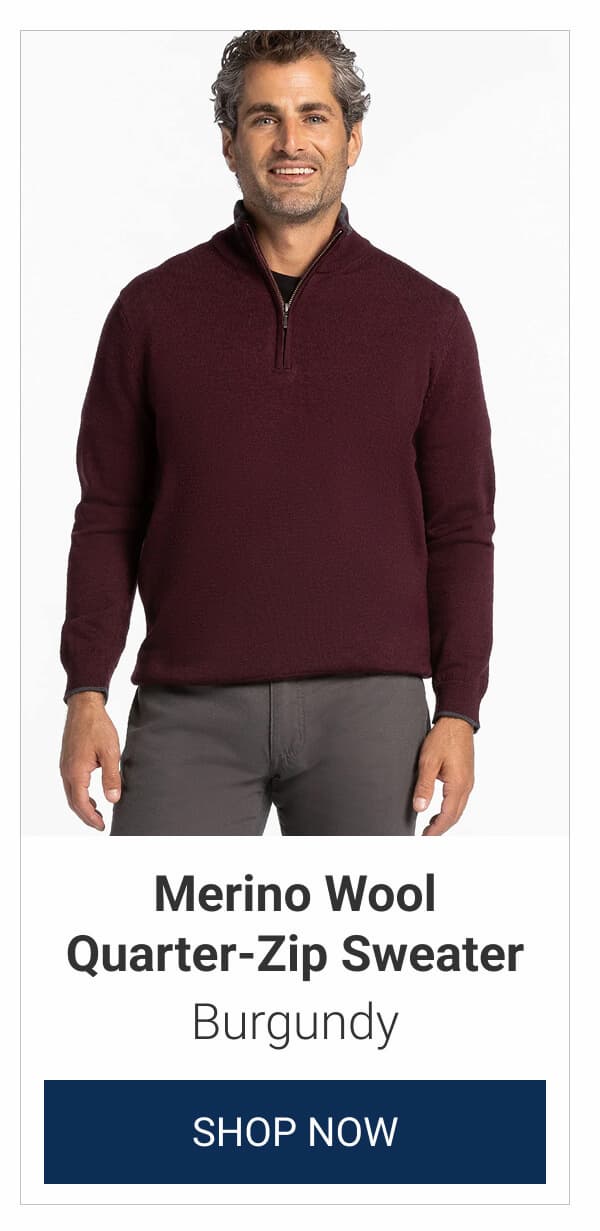 Burgundy Merino Wool Quarter-Zip Sweater