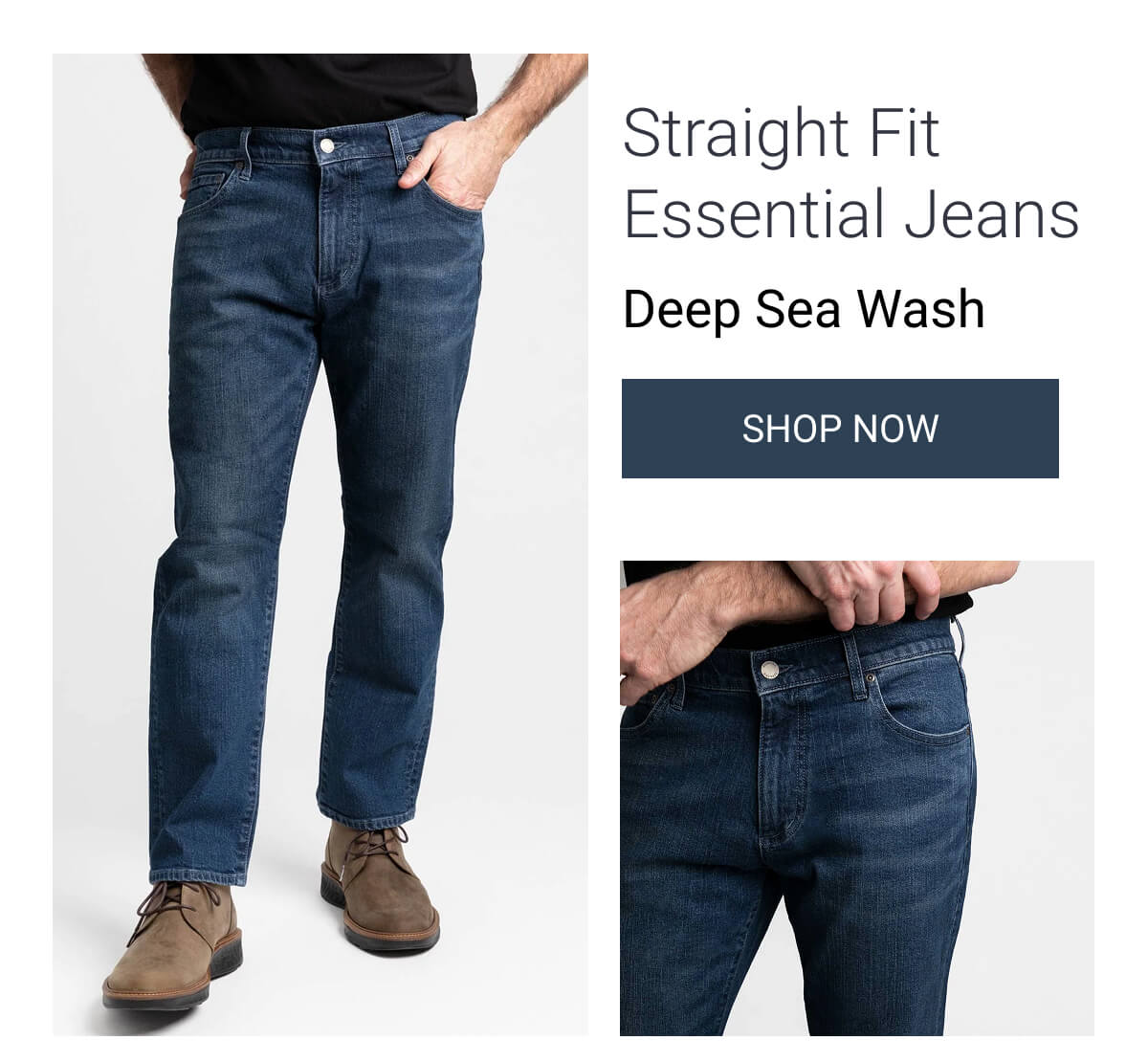 Deep Sea Wash Straight Fit Essential Jeans