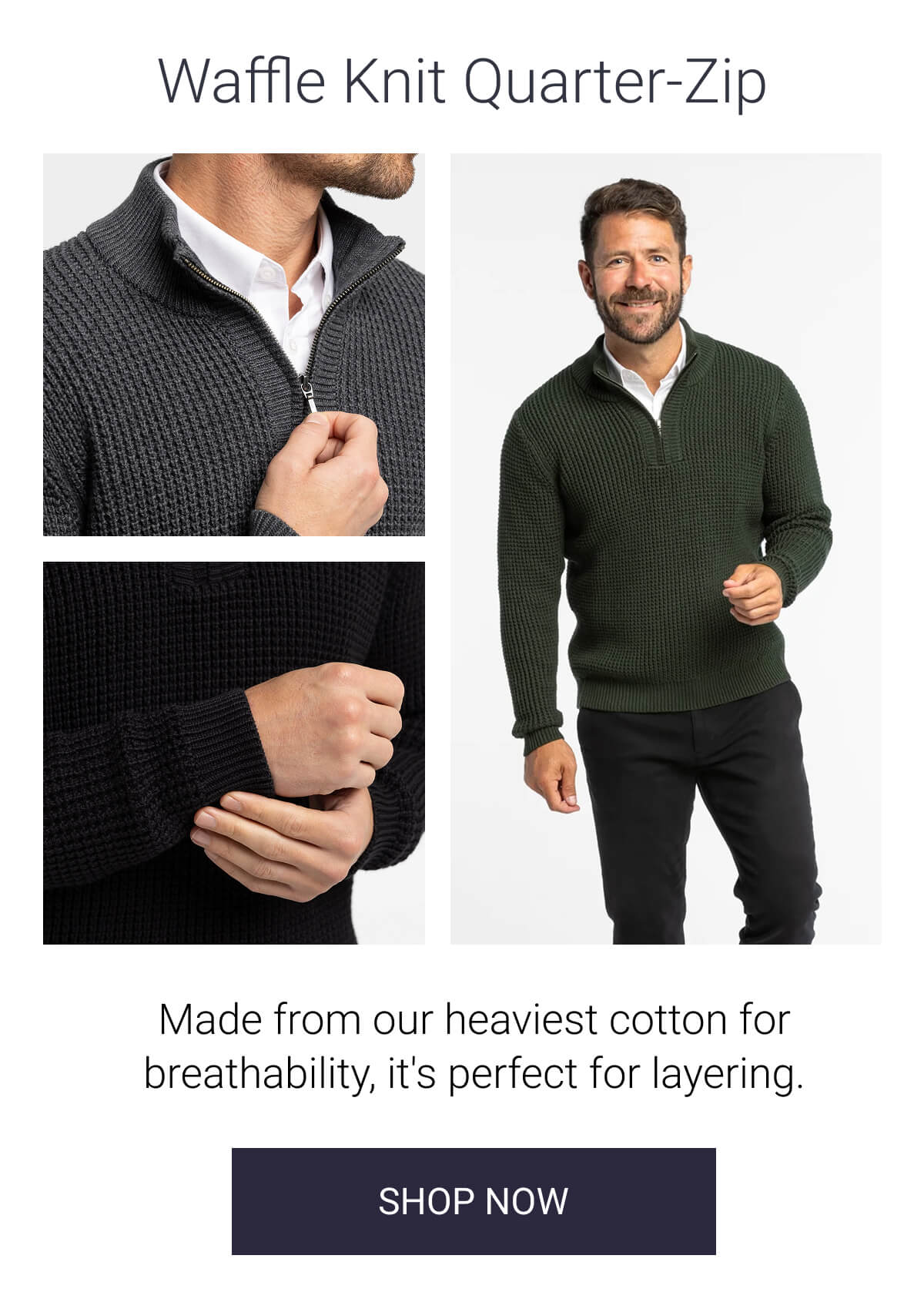 Waffle Knit Quarter-Zip