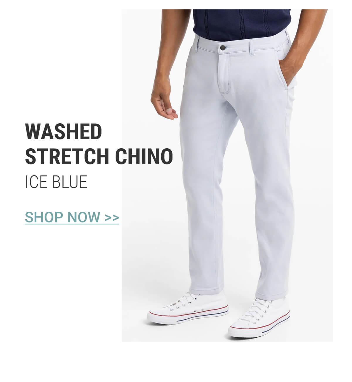 Ice Blue Washed Stretch Chino