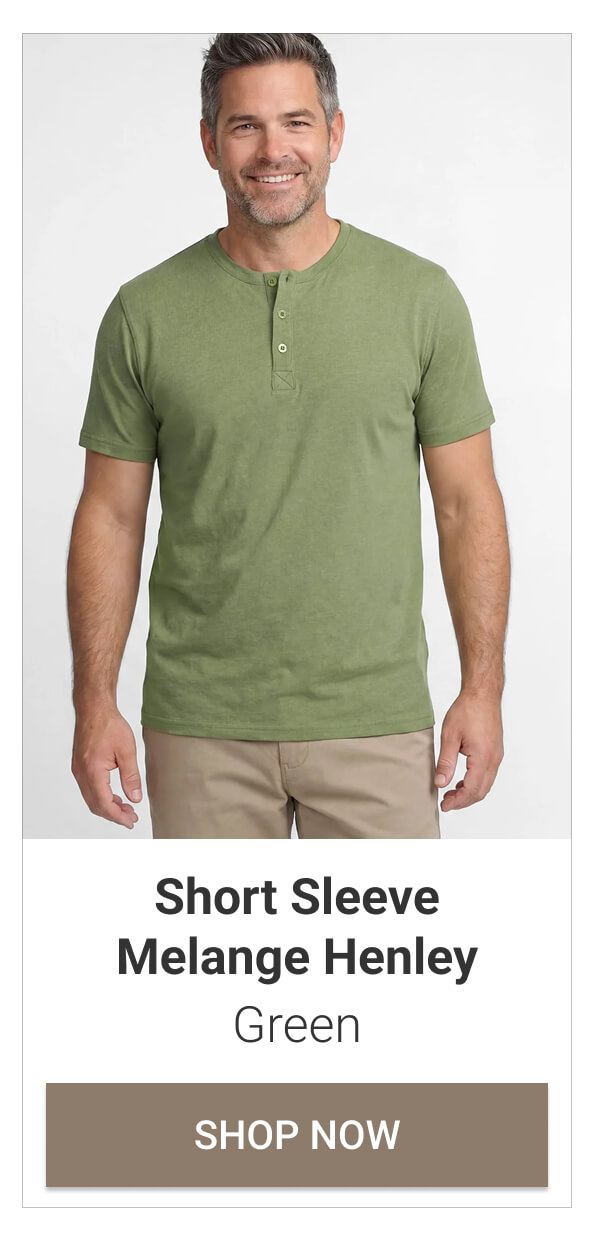 Green Short Sleeve Melange Henley