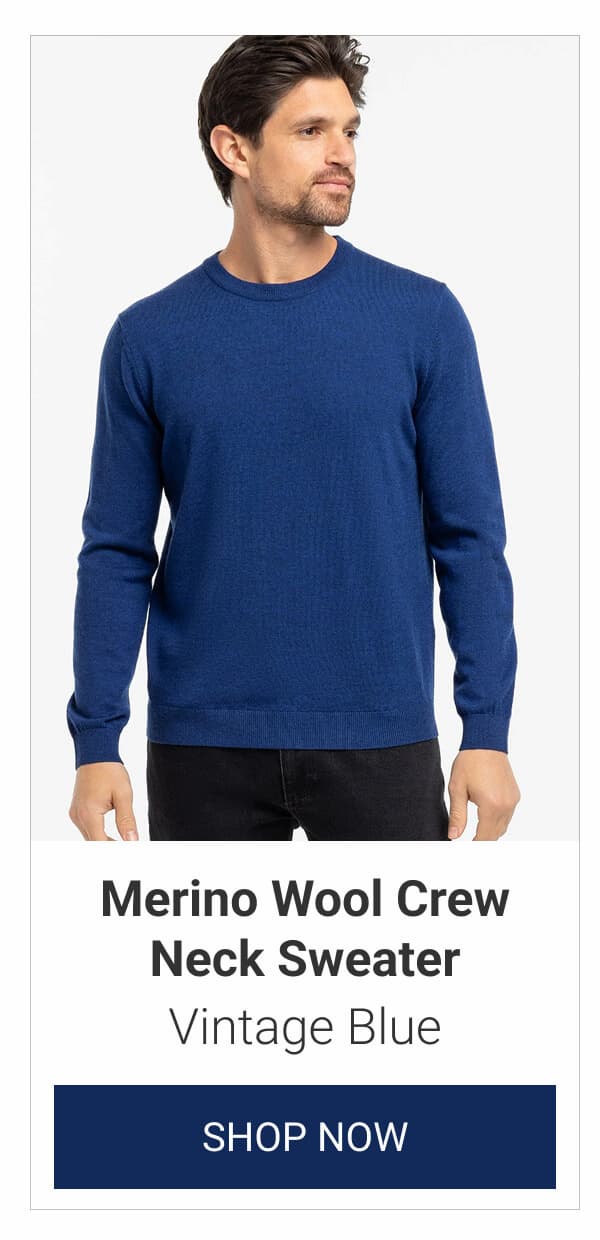 Vintage Blue Merino Wool Crew Neck Sweater