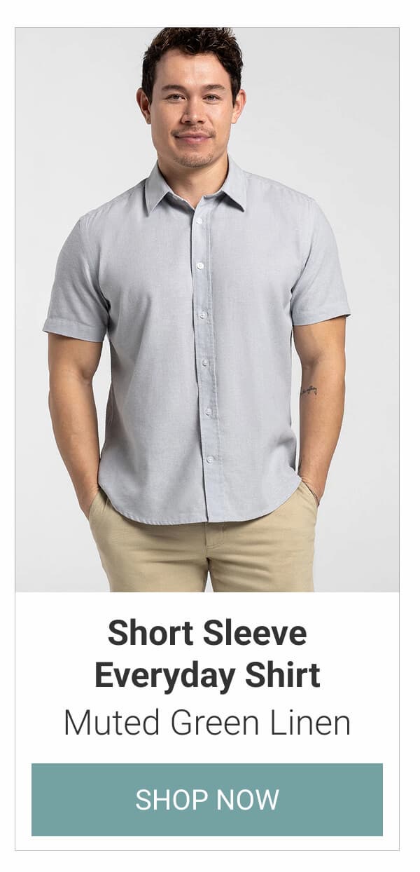 Muted Green Linen Short Sleeve Everyday Shirt