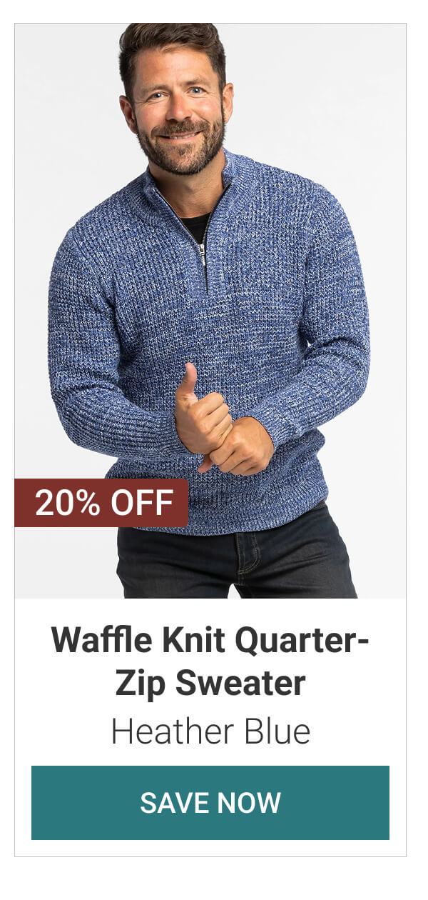 Heather Blue Waffle Knit Quarter-Zip