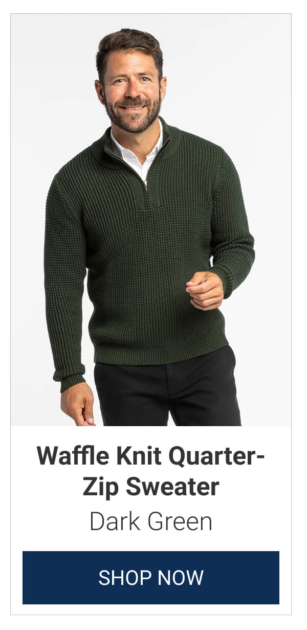Dark Green Waffle Knit Quarter-Zip