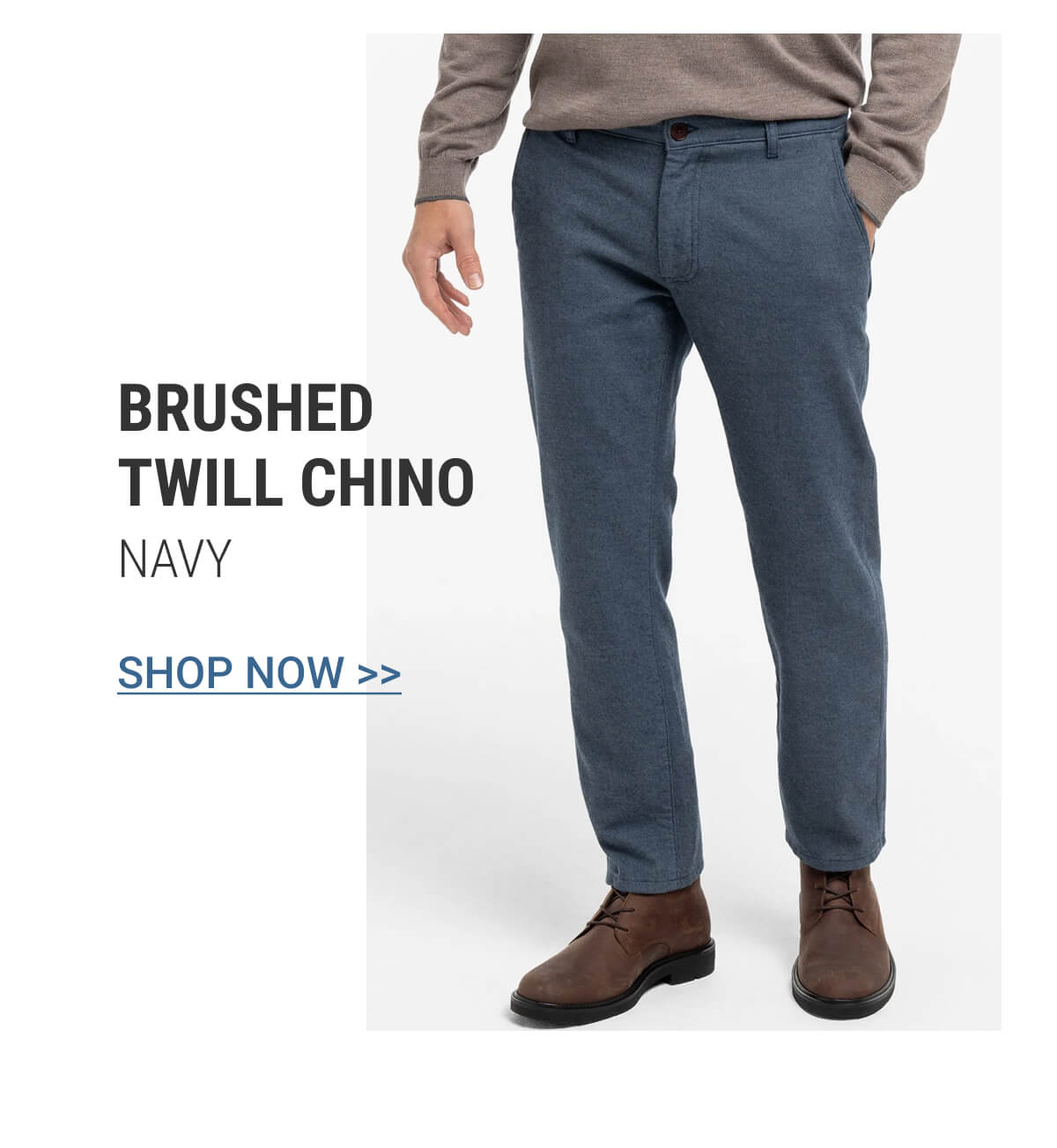 Navy Brushed Twill Chino