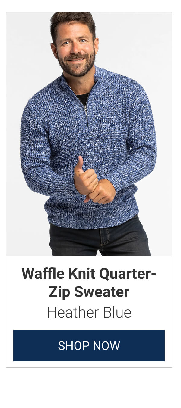 Heather Blue Waffle Knit Quarter-Zip