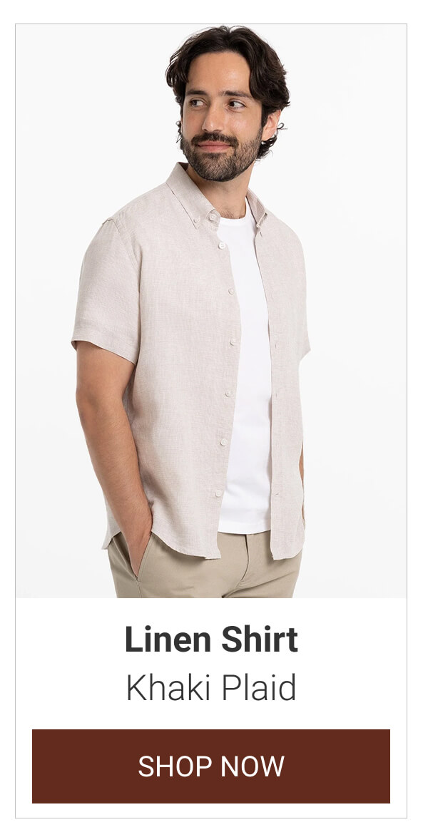 Khaki Plaid Linen Shirt