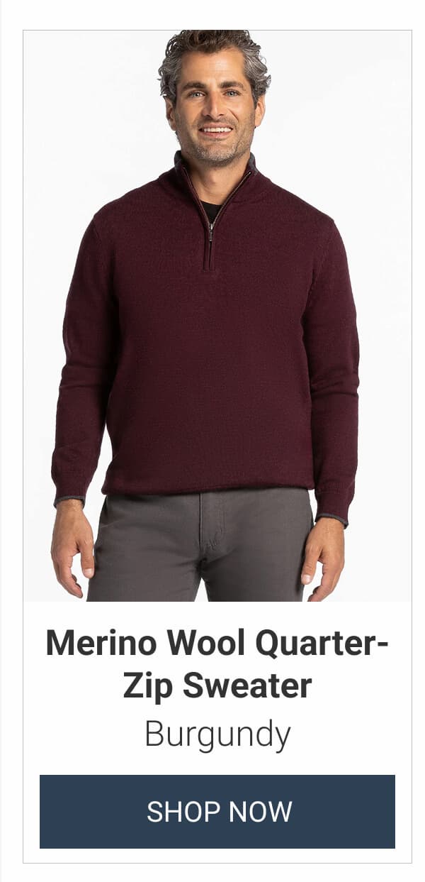 Burgundy Merino Wool Quarter-Zip Sweater