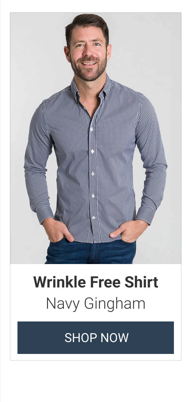 Navy Gingham Wrinkle Free Shirt