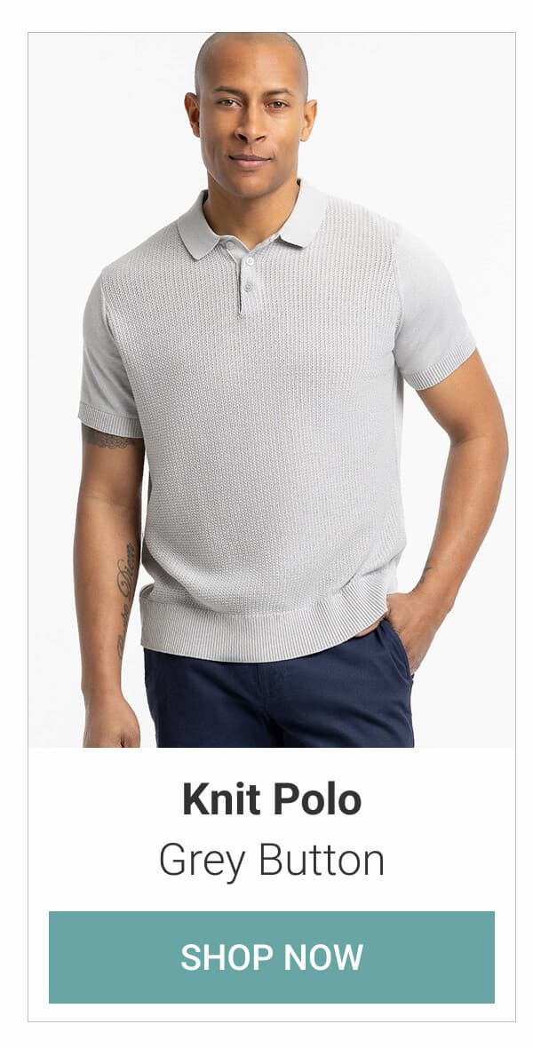 Grey Button Knit Polo