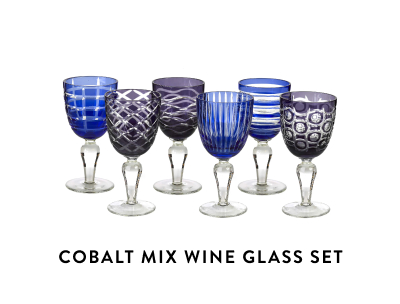 Cobalt Mix Wine Glass Set