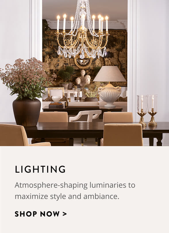 Lighting: Atmosphere-shaping luminaries to maximize style and ambience. Shop Eichholtz Lighting.