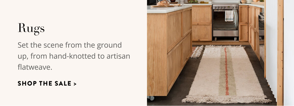 Rugs: Set the scene from the ground up, from hand-knotted to artisan flatweave. Shop the sale.