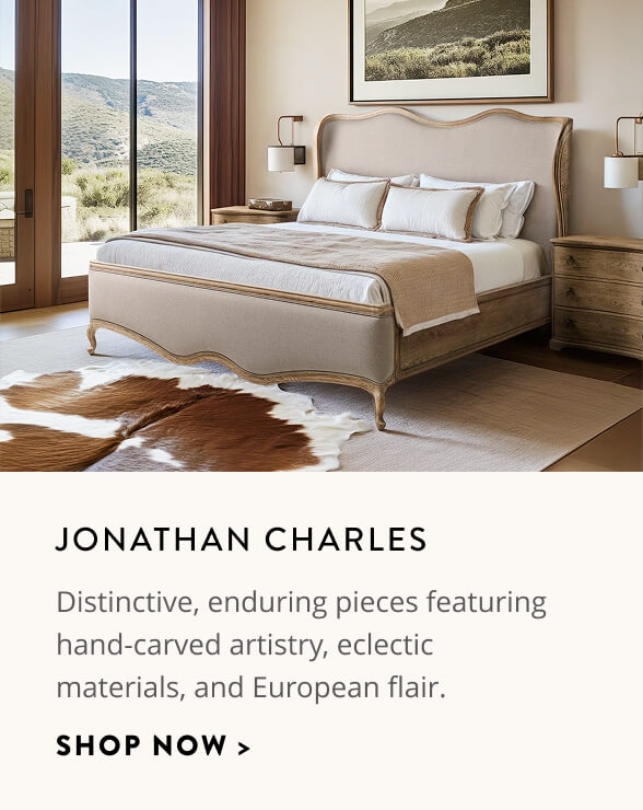 Jonathan Charles: Distinctive, enduring pieces featuring hand-carved artistry, eclectic materials, and European flair. Shop now.
