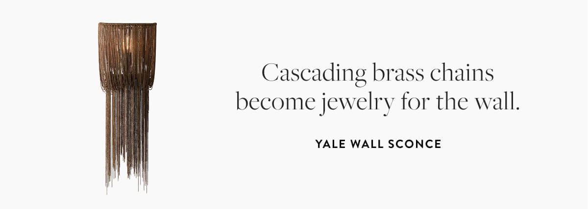 Yale Wall Sconce: Cascading brass chains become jewelry for the wall.