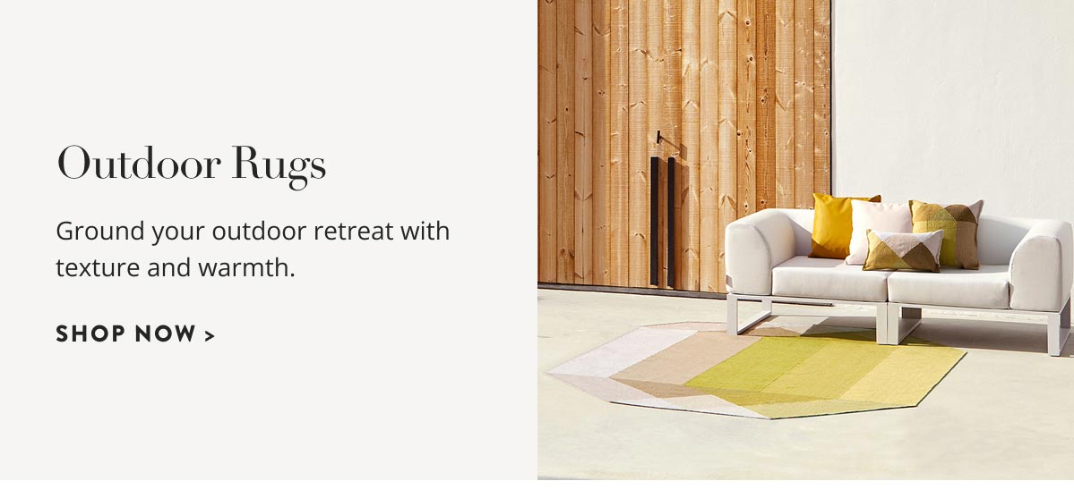 Outdoor Rugs. Ground your outdoor retreat with texture and warmth.