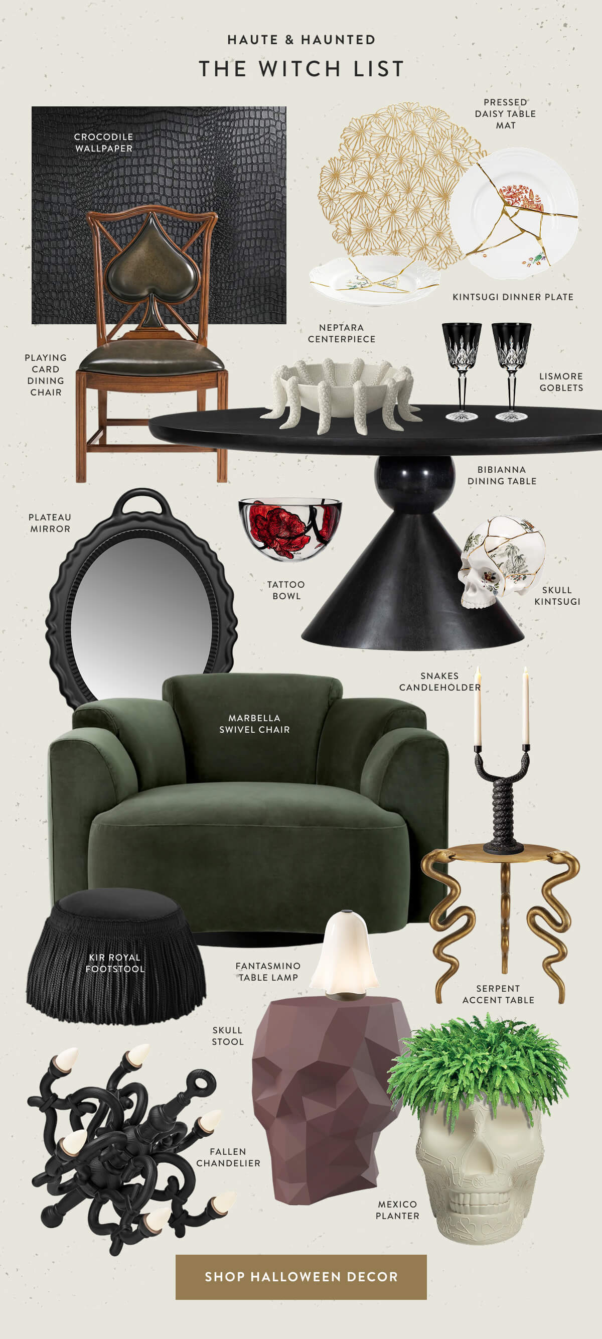 Haute & Haunted: The Witch List. Show Halloween Decor.