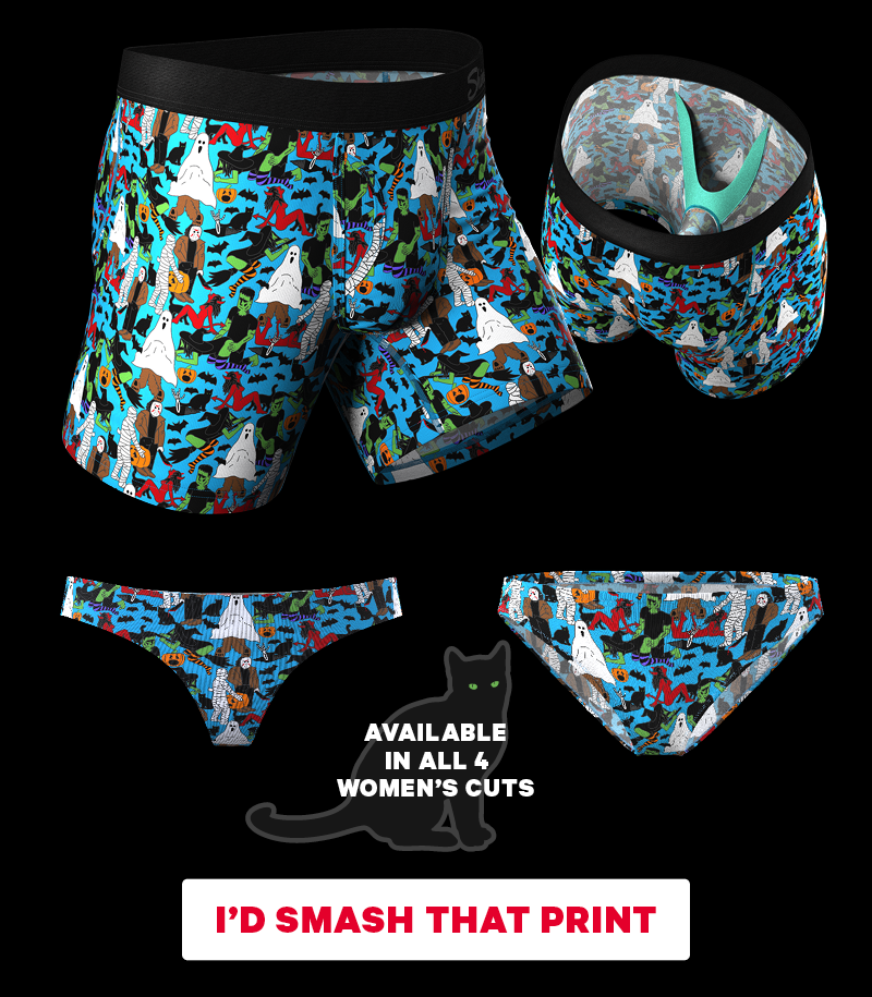  {Creative: Image of the Monster Smash print} available in all 4 women's cuts. I'd smash that print.
