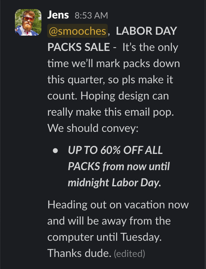 Labor Day Sale Email Preview