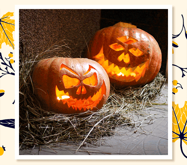 (Image: GIF of various pumpkin things: Pumpkin patch, pumpkin spiced latte, jack-o-lantern, pumpkin pie, etc)