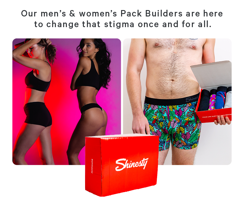 Our men’s & women’s Pack Builders are here to change that stigma once and for all. (Image: Beauty shots of a man’s pack and a women’s pack)  