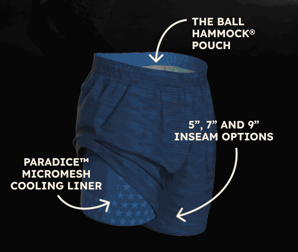The Ball Hammock pouch  paradICE™micromesh cooling liner 5”, 7” and 9” inseam options The Ball Hammock pouch  paradICE™micromesh cooling liner 5”, 7” and 9” inseam options