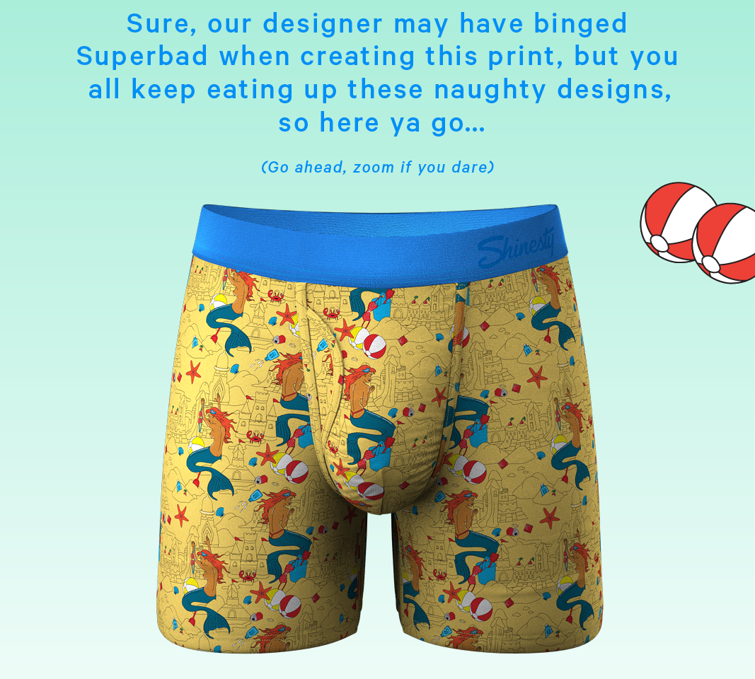 Sure, our designer may have binged Superbad when creating this print, but you all keep eating up these naughty designs, so here ya go… Zoom in if you want.