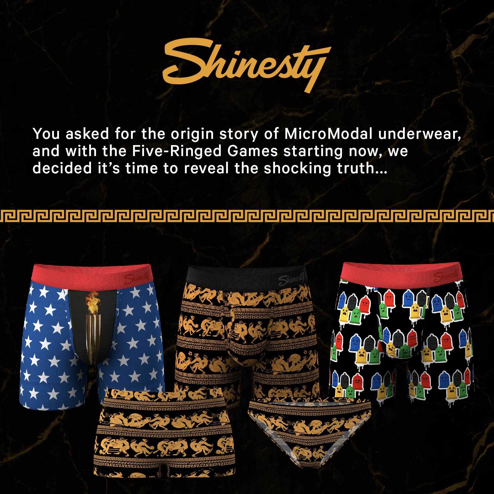 You asked for the origin story of MicroModal underwear, and with the Five-Ringed Games starting now, we decided it’s time to reveal the shocking truth.