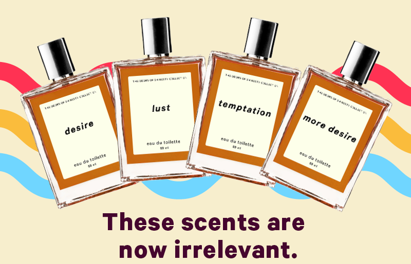 Image showing fake scents of cologne. Caption: These scents are now irrelevant.