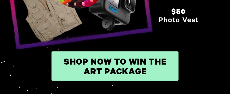 The Art Package (Image: Collage of gifts in the art package. “From: The Art Bois & Gurls”)   [CTA: “Shop Now to Win The Art Package”]