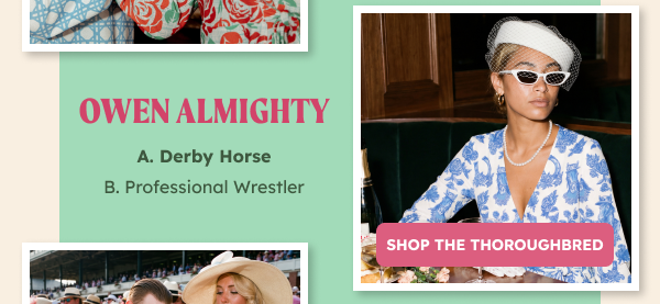 Owen Almighty Derby Horse Professional Wrestler. Shop the thoroughbred.