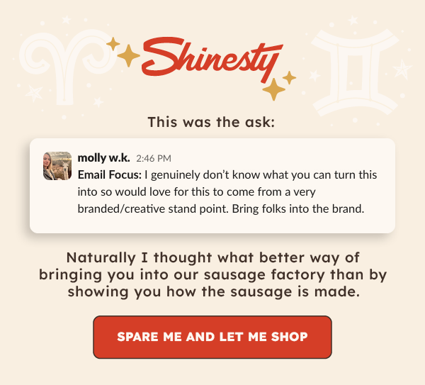 Shinesty | Naturally I thought what better way of bringing you into our sausage factory than by showing you how the sausage is made. 