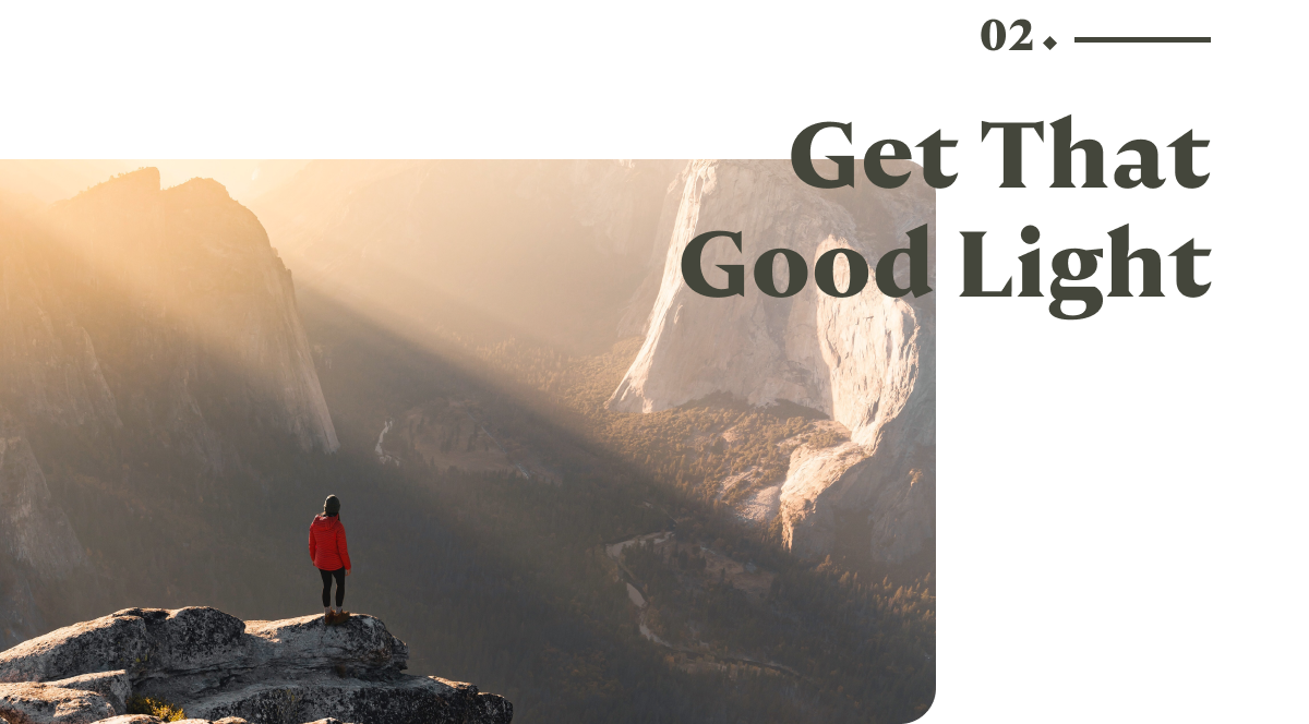 02 - Get That Good Light. Image of a mountain top against pink clouds.