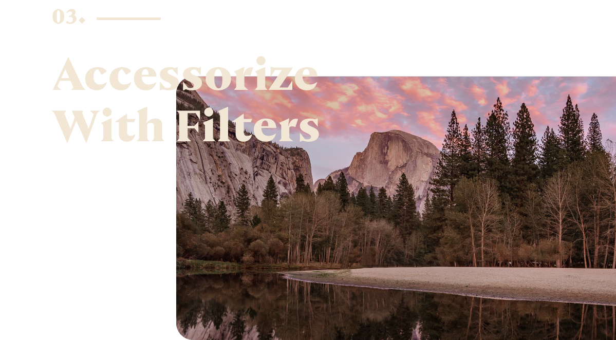 03 - Accessorize with Filters. Image of a mountain being backlit by early morning sun.
