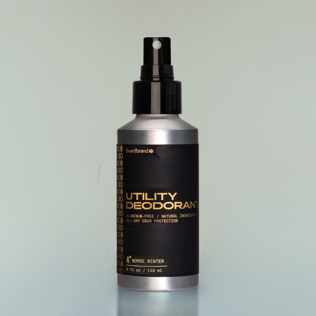 A bottle of Norse Winter Deodorant with a blue background