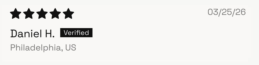 A 5-star review from Daniel H. Verified by Shop.