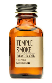 a retro bottle of Beardbrand Temple Smoke Beard Oil