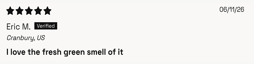A 5-star review from Eric M. Verified by Shop.
