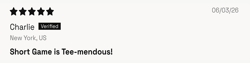 A 5-star review from Charlie. Verified by Shop.