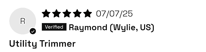 A 5-star review from Raymond About the Utility Trimmer