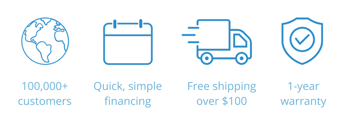 100,000+ customers, free shipping & returns, fuel-free